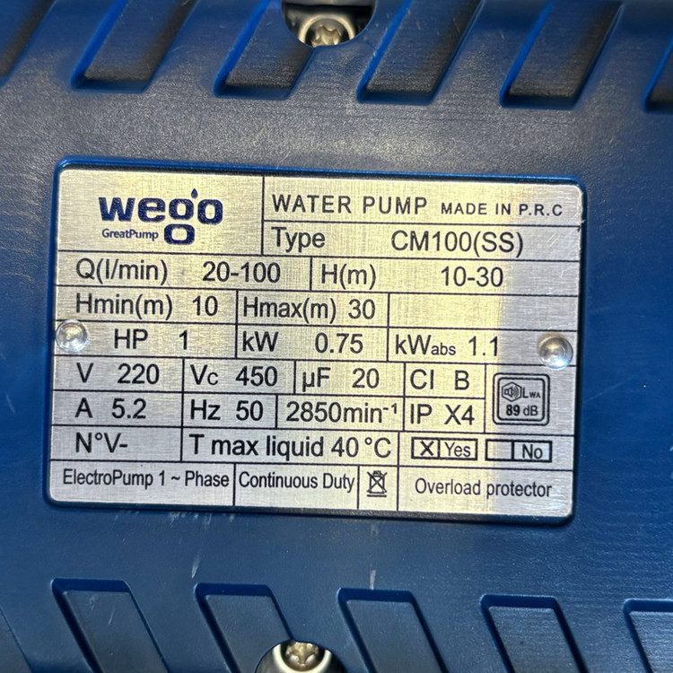 پمپ یک اسب پروانه استیل ویگو مناسب مصارف صنعتی و کشاورزی